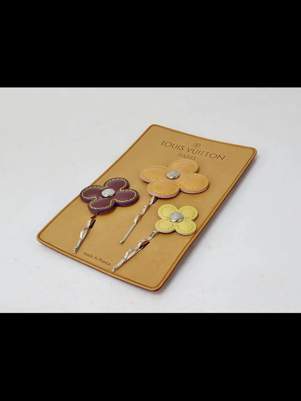 Louis Vuitton Multicolor Flower Bobby Pin Trio - Purple, Yellow, Light Yellow